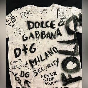Dolce & Gabbana White and Black Graphic Tee